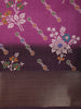 Royal Purple Floral Printed Design Mixed Cotton Fancy Saree with Zari Border