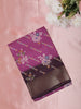 Royal Purple Floral Printed Design Mixed Cotton Fancy Saree with Zari Border