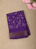 Royal Purple Floral Printed and Sequins Embroidered Design Linen Cotton Saree with Zari Border