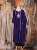 Royal Purple Floral Sequin Embroidered Cotton Anarkali Salwar Suit