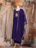 Royal Purple Floral Sequin Embroidered Cotton Anarkali Salwar Suit
