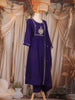 Royal Purple Floral Sequin Embroidered Cotton Anarkali Salwar Suit