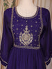 Royal Purple Floral Sequin Embroidered Cotton Anarkali Salwar Suit