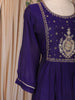 Royal Purple Floral Sequin Embroidered Cotton Anarkali Salwar Suit