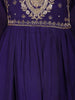 Royal Purple Floral Sequin Embroidered Cotton Anarkali Salwar Suit