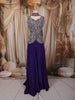 Royal Purple Floral Sequins and Beads Embroidered Design Satin Palazzo Suit with Choker Dupatta
