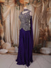 Royal Purple Floral Sequins and Beads Embroidered Design Satin Palazzo Suit with Choker Dupatta