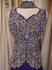 Royal Purple Floral Sequins and Beads Embroidered Design Satin Palazzo Suit with Choker Dupatta