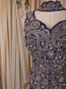 Royal Purple Floral Sequins and Beads Embroidered Design Satin Palazzo Suit with Choker Dupatta