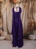 Royal Purple Floral Sequins and Beads Embroidered Design Satin Palazzo Suit with Choker Dupatta