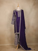 Royal Purple Floral Sequins and Thread Embroidered Crepe Palazzo Suit with Dupatta