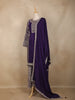 Royal Purple Floral Sequins and Thread Embroidered Crepe Palazzo Suit with Dupatta