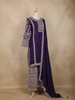 Royal Purple Floral Sequins and Thread Embroidered Crepe Palazzo Suit with Dupatta