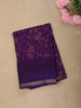 Royal Purple Floral Vine Printed Design Crepe Saree with Sequins Border