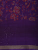 Royal Purple Floral Vine Printed Design Crepe Saree with Sequins Border