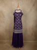 Royal Purple Floral Zari Woven Design Banarasi Silk Palazzo Suit with Choker Dupatta
