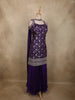 Royal Purple Floral Zari Woven Design Banarasi Silk Palazzo Suit with Choker Dupatta