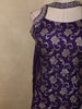 Royal Purple Floral Zari Woven Design Banarasi Silk Palazzo Suit with Choker Dupatta