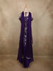 Royal Purple Floral Zari Woven Design Banarasi Silk Palazzo Suit with Choker Dupatta