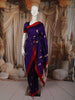 Royal Purple Floral Zari Woven Design Pure Banarasi Silk Party Wear Saree with Contrast Solid Border