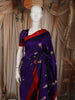 Royal Purple Floral Zari Woven Design Pure Banarasi Silk Party Wear Saree with Contrast Solid Border