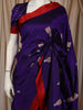 Royal Purple Floral Zari Woven Design Pure Banarasi Silk Party Wear Saree with Contrast Solid Border
