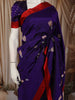 Royal Purple Floral Zari Woven Design Pure Banarasi Silk Party Wear Saree with Contrast Solid Border