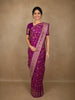 Royal Purple Floral Zari Woven Design Pure Banarasi Silk Saree with Floral Border