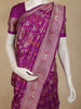 Royal Purple Floral Zari Woven Design Pure Banarasi Silk Saree with Floral Border