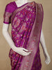 Royal Purple Floral Zari Woven Design Pure Banarasi Silk Saree with Floral Border