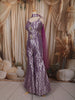 Royal Purple Floral Zari and Sequins Embroidered Design Banarasi Indo Western Palazzo Suit with Choker Dupatta