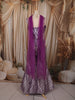 Royal Purple Floral Zari and Sequins Embroidered Design Banarasi Indo Western Palazzo Suit with Choker Dupatta