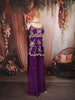 Royal Purple Heavy Beads Embroidered Design Satin Peplum Palazzo Suit with Matching Choker Dupatta