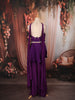 Royal Purple Heavy Beads Embroidered Design Satin Peplum Palazzo Suit with Matching Choker Dupatta