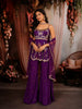 Royal Purple Heavy Beads Embroidered Design Satin Peplum Palazzo Suit with Matching Choker Dupatta