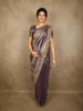 Royal Purple Leaf Zari Woven Design Tissue Silk Designer Saree with Designer Border