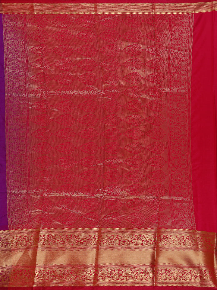 Royal Purple Paisley Design Banarasi Silk Saree - Diadem