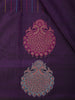 Royal Purple Peacock Striped Woven Design Pure Kanchipuram Silk Saree with Contrast Blouse