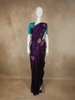Royal Purple Peacock Striped Woven Design Pure Kanchipuram Silk Saree with Contrast Blouse