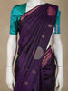 Royal Purple Peacock Striped Woven Design Pure Kanchipuram Silk Saree with Contrast Blouse