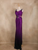 Royal Purple Stone Embellished Cut-Out Draped Satin Gown