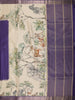 Royal Purple Striped Woven Design Tussar Saree with Contrast Animal Motif Border