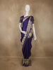 Royal Purple Striped Woven Design Tussar Saree with Contrast Animal Motif Border