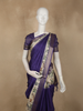 Royal Purple Striped Woven Design Tussar Saree with Contrast Animal Motif Border