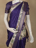 Royal Purple Striped Woven Design Tussar Saree with Contrast Animal Motif Border