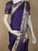 Royal Purple Striped Woven Design Tussar Saree with Contrast Animal Motif Border