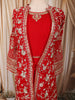Royal Red Floral Vine Zari Embroidered Design Georgette Festive Gown with Matching Dupatta