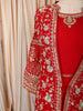 Royal Red Floral Vine Zari Embroidered Design Georgette Festive Gown with Matching Dupatta