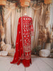 Royal Red Floral Vine Zari Embroidered Design Georgette Festive Gown with Matching Dupatta