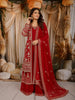 Royal Red Floral Vine Zari Embroidered Design Georgette Festive Gown with Matching Dupatta